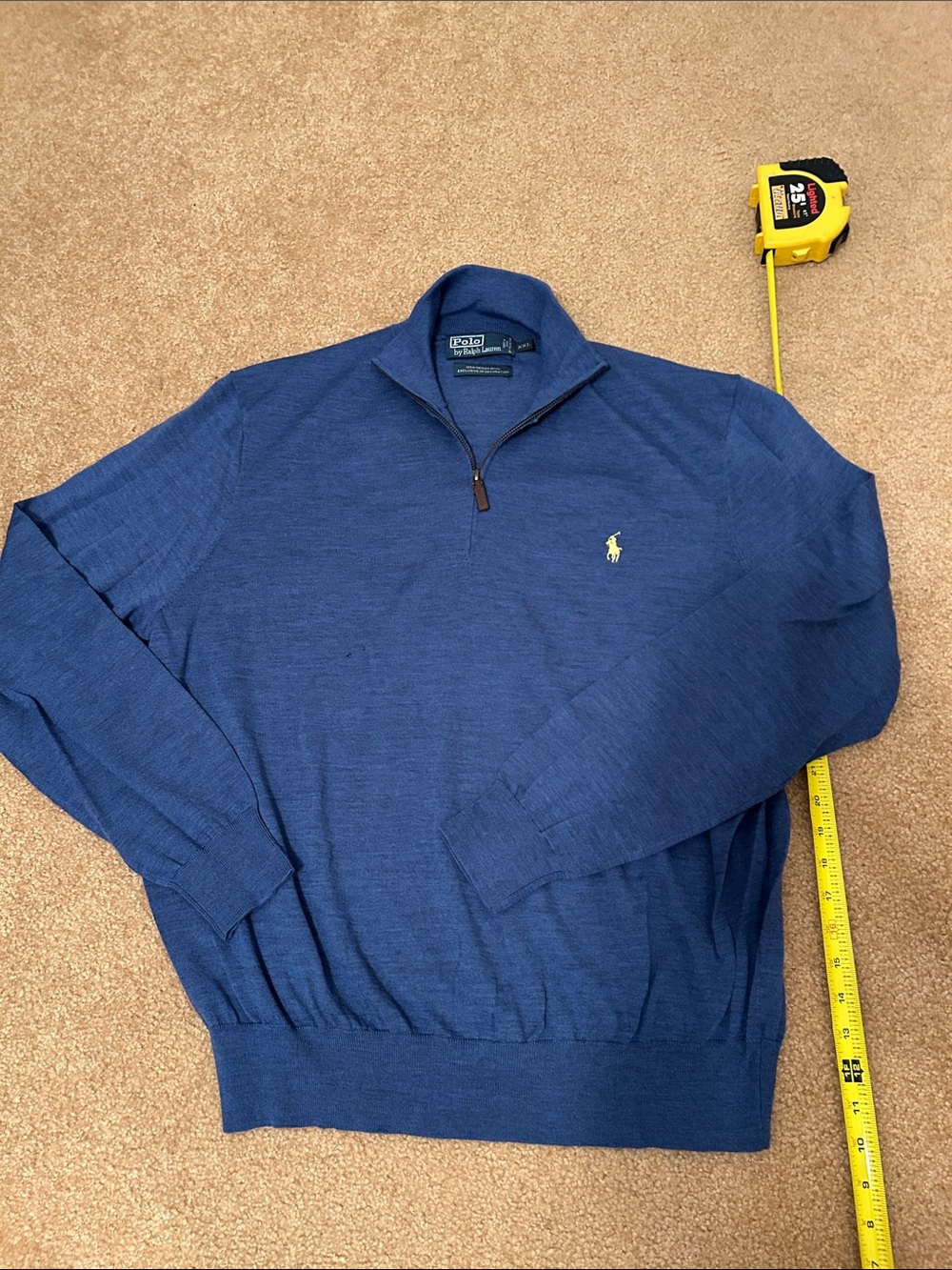 Ralph Lauren Navy Merino Wool 1/4 Zip Pullover